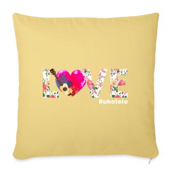 Ukulélé hawaïen Ukulélé Love - Housse de coussin décorative 45 x 45 cm - jaune délavé - Devant