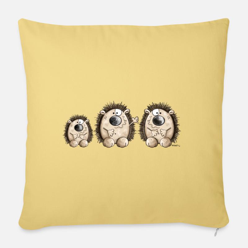 Igel Familie - Sofakissenbezug 45 x 45 cm - Hellgelb