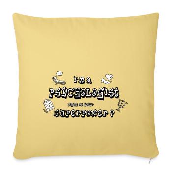 Psychologue - Super Pouvoir - Housse de coussin décorative 45 x 45 cm - jaune délavé - Devant