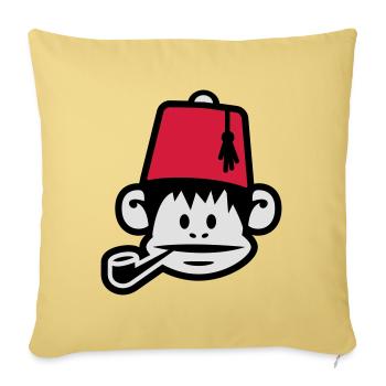 monkey fez ape primat affe pipe smoker - Sofakissenbezug 45 x 45 cm - Hellgelb - Vorne