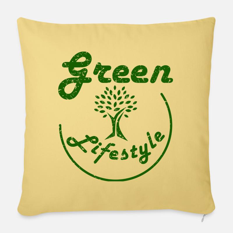Green Lifestyle - Housse de coussin décorative 45 x 45 cm - jaune délavé