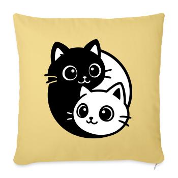 Ying Yang Cat Portrait - Sofa pillowcase 17,3'' x 17,3'' (45 x 45 cm) - washed yellow - Front