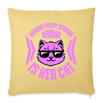 Behind Every Strong Woman Is Her Cat Spruch Katze - Sofa pillowcase 17,3'' x 17,3'' (45 x 45 cm) - washed yellow - Front