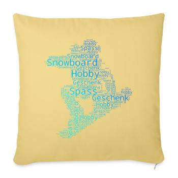 Motif de snowboard amusant - Housse de coussin décorative 45 x 45 cm - jaune délavé - Devant