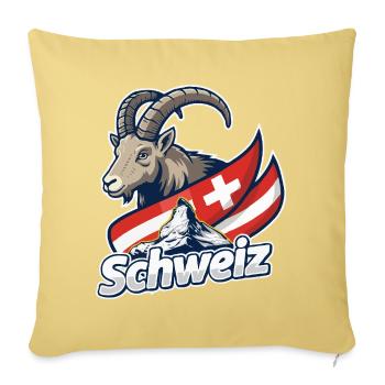 Alpine Ibex with Swiss flag - Sofa pillowcase 17,3'' x 17,3'' (45 x 45 cm) - washed yellow - Front