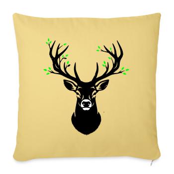 Hirschkopf Geweih Blätter Natur - Sofakissenbezug 45 x 45 cm - Hellgelb - Vorne