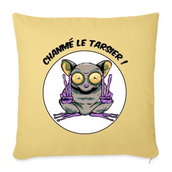 Chanmé, le tarsier ! - Housse de coussin décorative 45 x 45 cm - jaune délavé - Devant