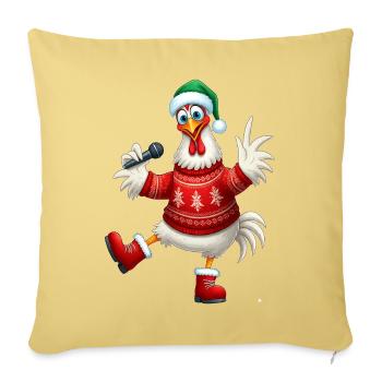 Holiday Singing Hen Sweater - Sofa pillowcase 17,3'' x 17,3'' (45 x 45 cm) - washed yellow - Front