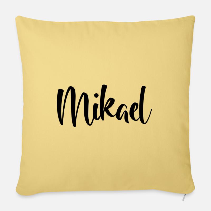 First name Mikael - Sofa pillowcase 17,3'' x 17,3'' (45 x 45 cm) - washed yellow