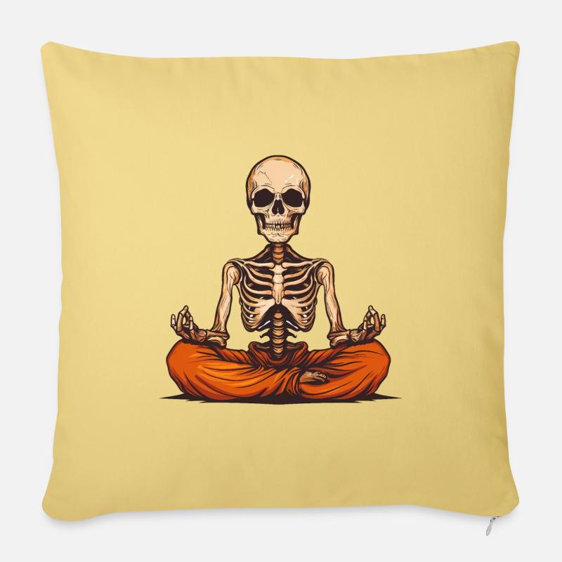 Skull Yogi Meditative Skeleton Art - Sofakissenbezug 45 x 45 cm - Hellgelb
