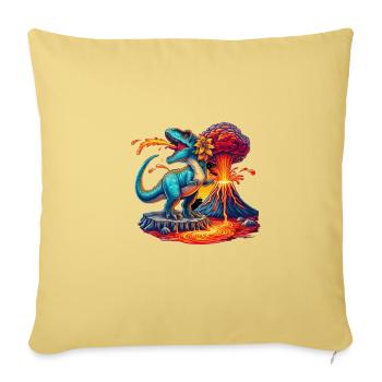 Dino Volcano Eruption with Flower - Sofa pillowcase 17,3'' x 17,3'' (45 x 45 cm) - washed yellow - Front