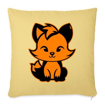 Renard mignon mignon bébé - Housse de coussin décorative 45 x 45 cm - jaune délavé - Devant