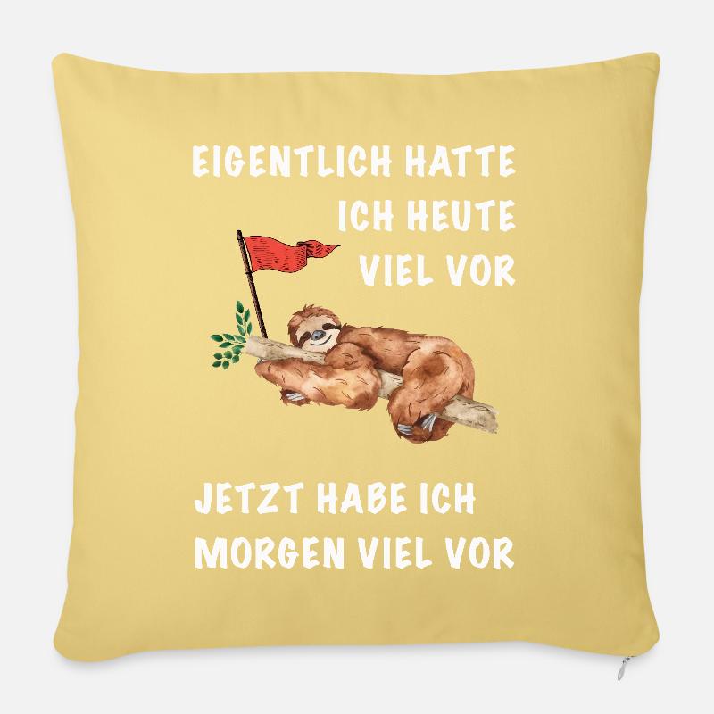 Eigentlich hatte ich heute viel vor Faultier  - Sofakissenbezug 45 x 45 cm - Hellgelb