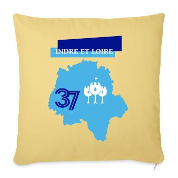 Indre et Loire 37 Carte et symboles locaux - Housse de coussin décorative 45 x 45 cm - jaune délavé - Devant