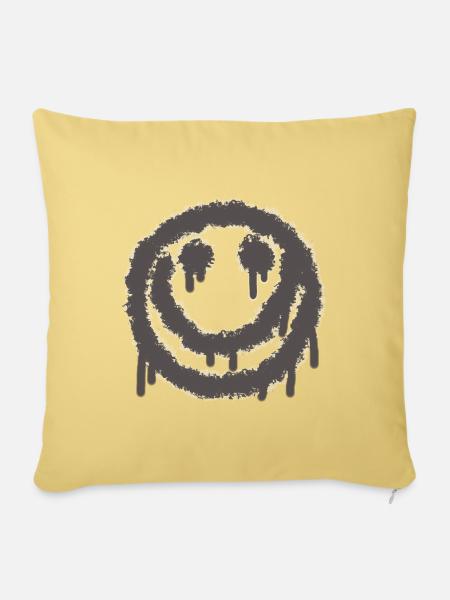 smilie grusel Grau - Sofakissenbezug 45 x 45 cm - Hellgelb