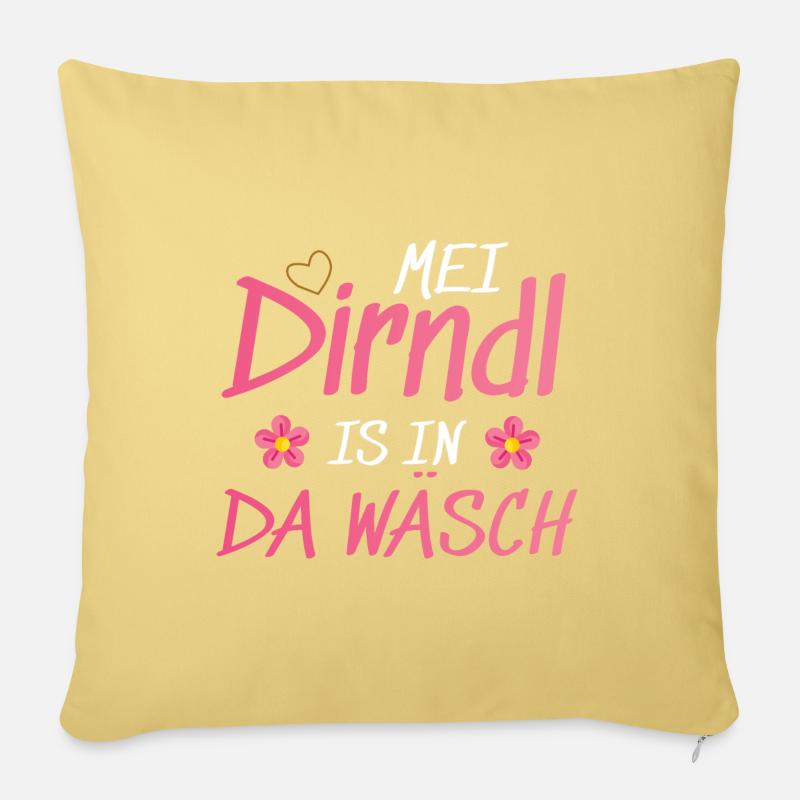 Dirndl Tracht | Mei Dirndl is in da - Sofakissenbezug 45 x 45 cm - Hellgelb