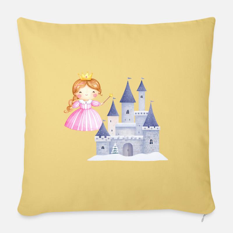 Prinzessin vor Schneeschloss - Sofakissenbezug 45 x 45 cm - Hellgelb