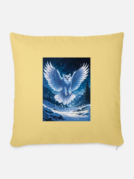 Schnee-Eule - Sofakissenbezug 45 x 45 cm - Hellgelb
