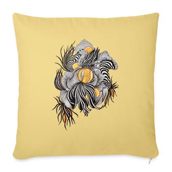 Noir Blossoms Accents d’orange - Housse de coussin décorative 45 x 45 cm - jaune délavé - Devant
