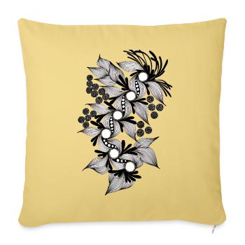 Black and White Flower Spiral - Sofa pillowcase 17,3'' x 17,3'' (45 x 45 cm) - washed yellow - Front