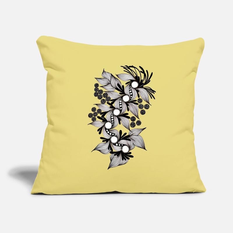 Spirale de fleurs noires et blanches Housse de coussin décorative 45 x 45 cm