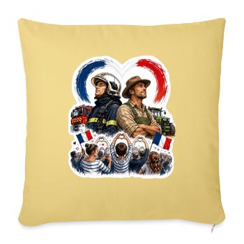 Patriotic Firefighter and Farmer Heroes - Sofa pillowcase 17,3'' x 17,3'' (45 x 45 cm) - washed yellow - Front