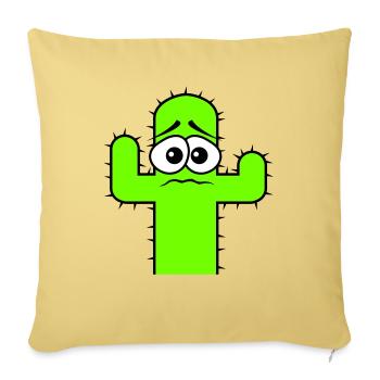 Cactus Face Fear Sad Desert Funny Cacti - Sofa pillowcase 17,3'' x 17,3'' (45 x 45 cm) - washed yellow - Front
