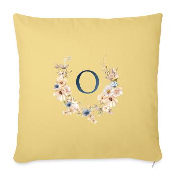 V Monogram, Floral, Boho - Sofa pillowcase 17,3'' x 17,3'' (45 x 45 cm) - washed yellow - Front