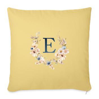 E Monogramm , Floral, Boho - Sofakissenbezug 45 x 45 cm - Hellgelb - Vorne