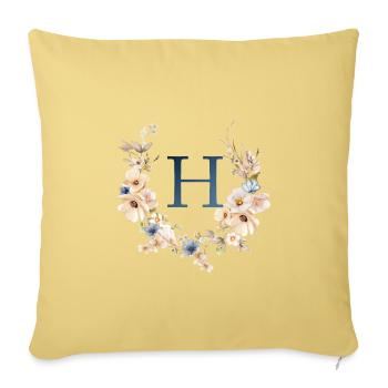 H Monogram, Floral, Boho - Sofa pillowcase 17,3'' x 17,3'' (45 x 45 cm) - washed yellow - Front