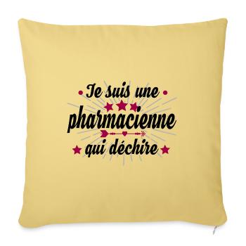 Pharmacienne Pharmacie Pharmacien Métier Humour - Housse de coussin décorative 45 x 45 cm - jaune délavé - Devant