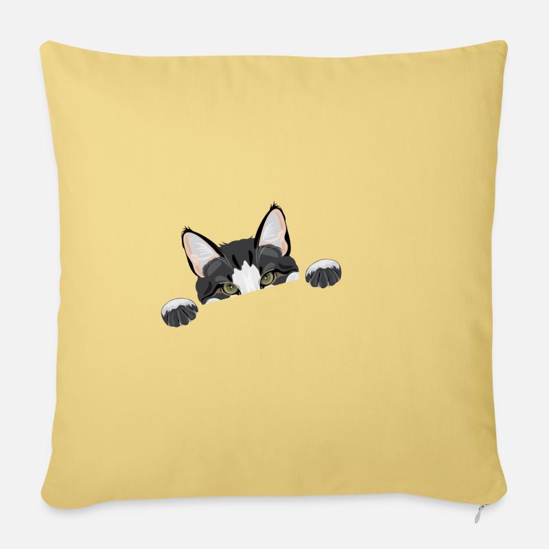 Peeping lustige Katze - Sofakissenbezug 45 x 45 cm - Hellgelb