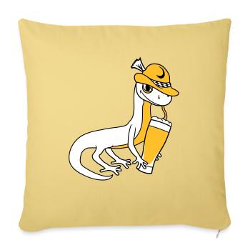 lizard beer bavaria alcohol drinking pa - Sofa pillowcase 17,3'' x 17,3'' (45 x 45 cm) - washed yellow - Front