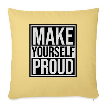 Faites-vous fier de la citation - Housse de coussin décorative 45 x 45 cm - jaune délavé - Devant