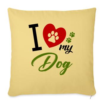 I love my dog 1 - Sofa pillowcase 17,3'' x 17,3'' (45 x 45 cm) - washed yellow - Front