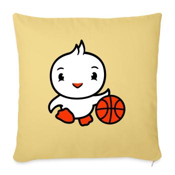 oiseau basket-ball jouer amusant ballon sports dribble - Housse de coussin décorative 45 x 45 cm - jaune délavé - Devant