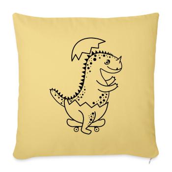 Dinosaurier-Baby, frisch geschlüpft, beim Skaten! - Sofakissenbezug 45 x 45 cm - Hellgelb - Vorne