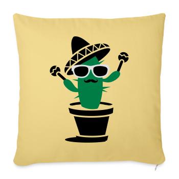 Cactus with sombrero and maracas - Sofa pillowcase 17,3'' x 17,3'' (45 x 45 cm) - washed yellow - Front