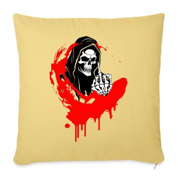 Rebel Skull Illustration with Middle Finger - Sofa pillowcase 17,3'' x 17,3'' (45 x 45 cm) - washed yellow - Front