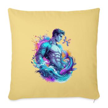 Poissons_Astro_Homme - Housse de coussin décorative 45 x 45 cm - jaune délavé - Devant