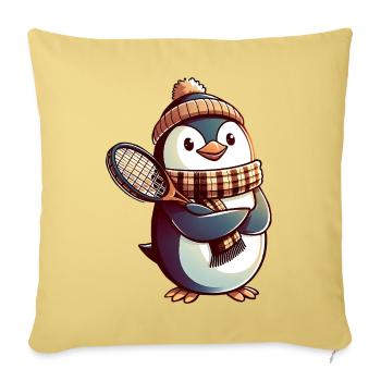 Penguin Tennis Winter with Hat and Scarf - Sofa pillowcase 17,3'' x 17,3'' (45 x 45 cm) - washed yellow - Front