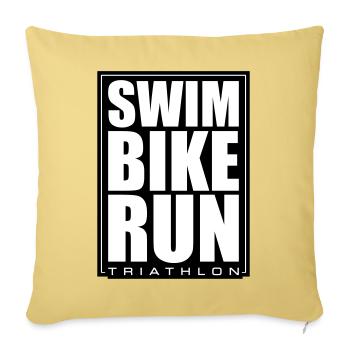 Triathlon Natation Cyclisme Course à pied - Housse de coussin décorative 45 x 45 cm - jaune délavé - Devant