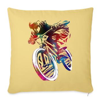 A colorful bicycle in abstraction - Sofa pillowcase 17,3'' x 17,3'' (45 x 45 cm) - washed yellow - Front
