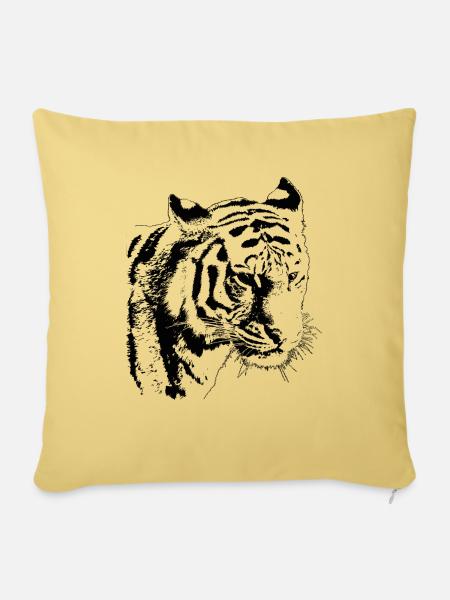 schwarzer Tiger - Sofakissenbezug 45 x 45 cm - Hellgelb