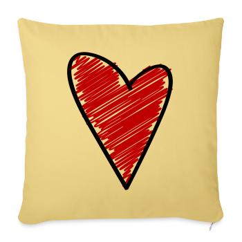 Symbole du cœur Amour - Housse de coussin décorative 45 x 45 cm - jaune délavé - Devant