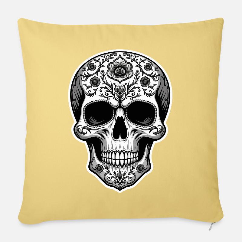 Sugar Skull Blumenkunst - Sofakissenbezug 45 x 45 cm - Hellgelb