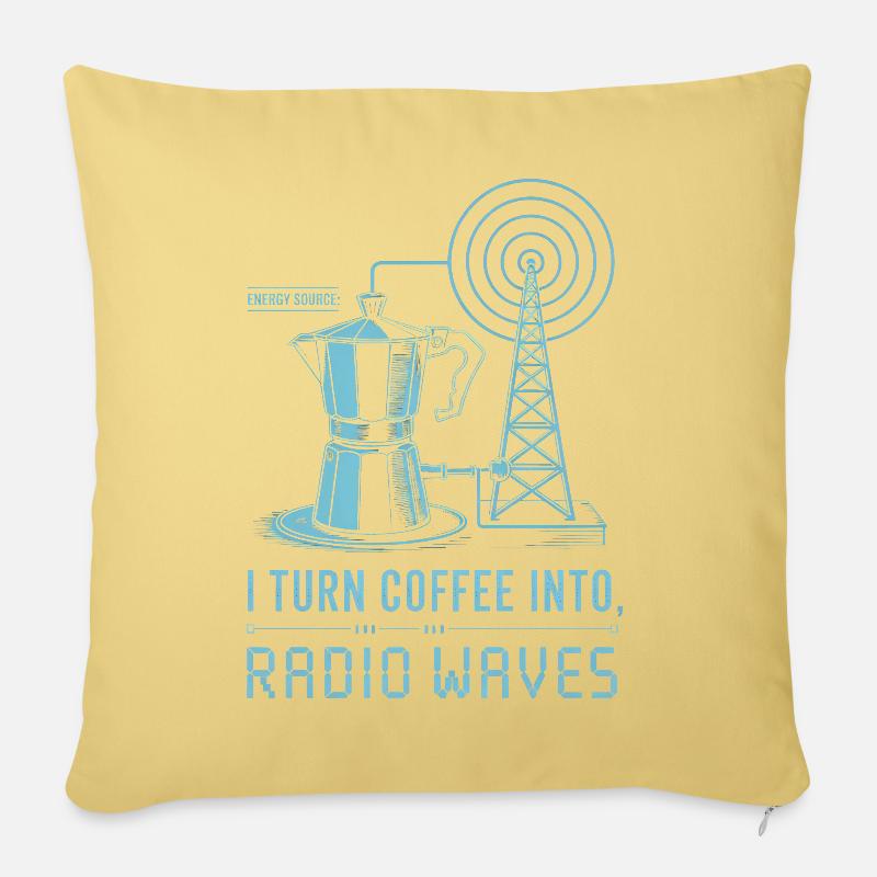 Kaffee zu Radiowellen - Sofakissenbezug 45 x 45 cm - Hellgelb
