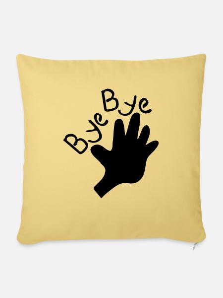 Bye Bye txt & Hände - Sofakissenbezug 45 x 45 cm - Hellgelb