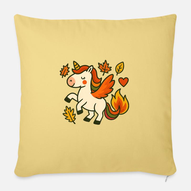 Einhorn_im_Herbst - Sofakissenbezug 45 x 45 cm - Hellgelb