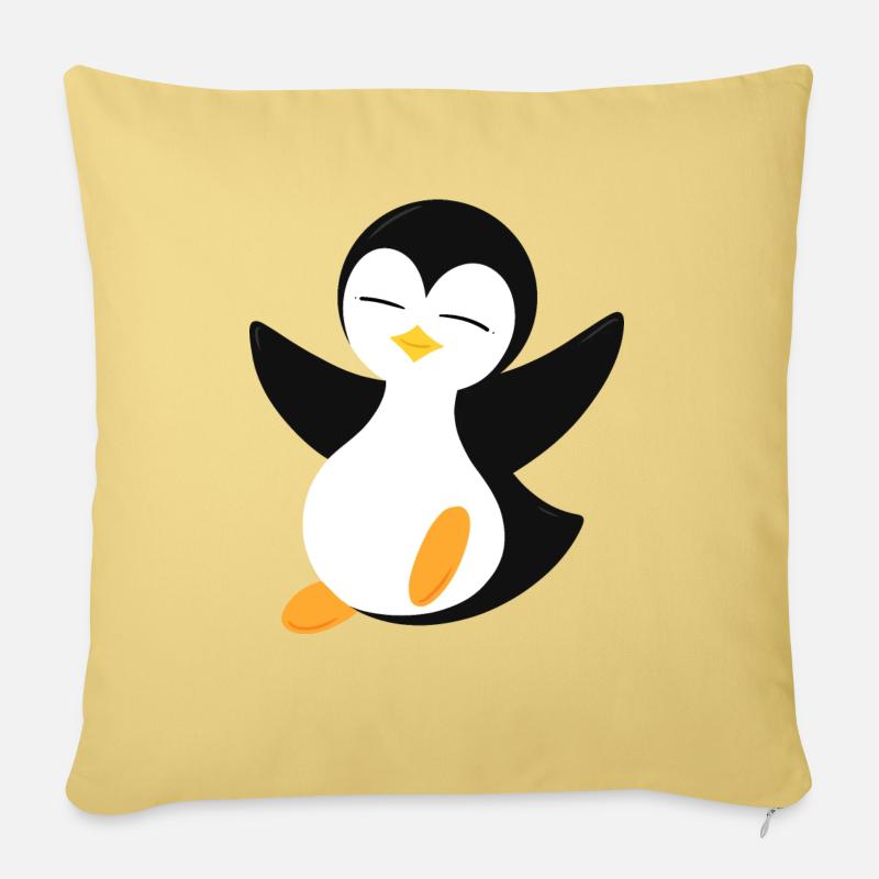 Pinguin - Sofakissenbezug 45 x 45 cm - Hellgelb